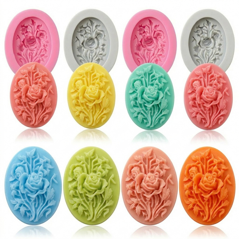 Soap Making Ideas - 4 Silikonformen in Blumenform, leicht zu